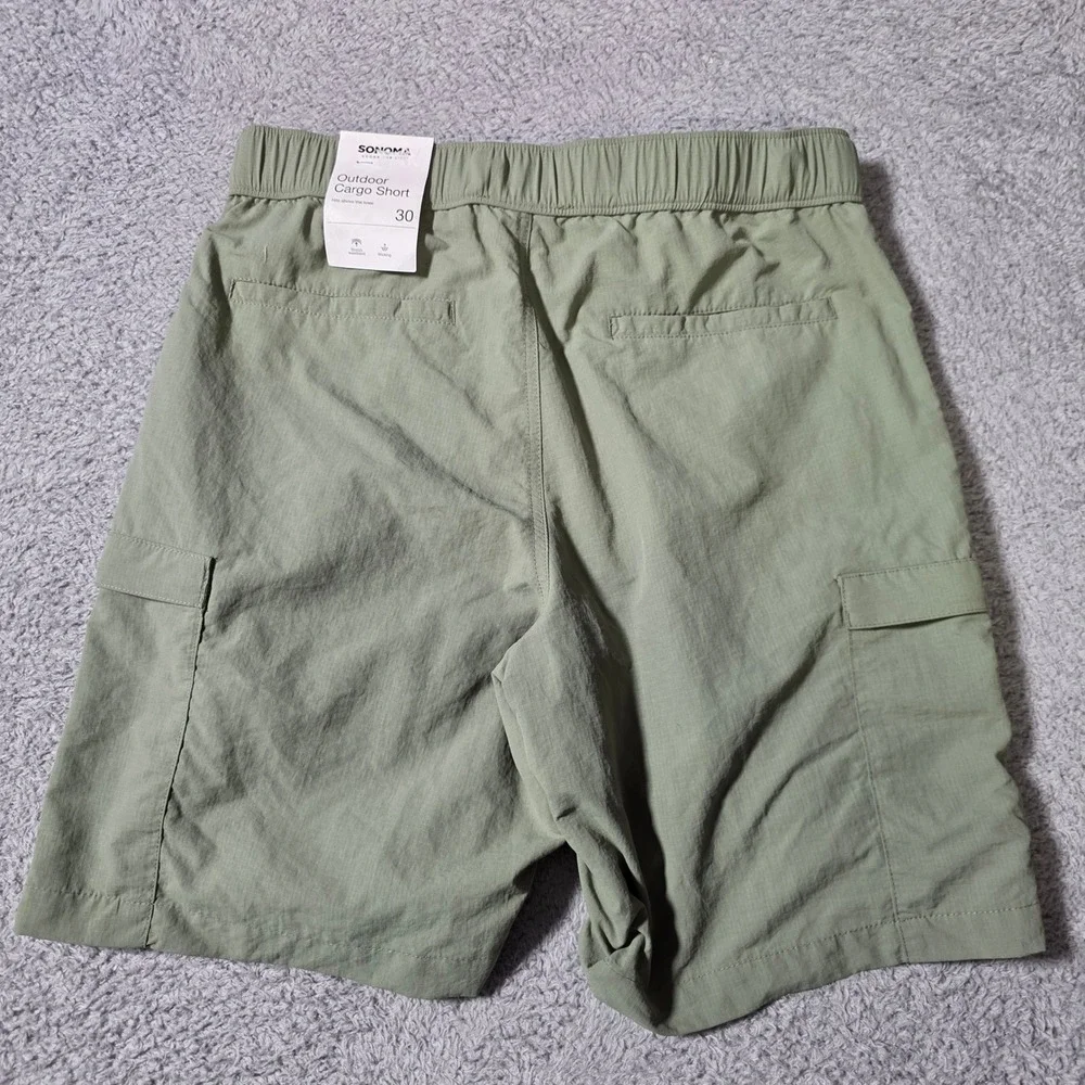 Sonoma Mens 30 Outdoor Cargo Shorts Olive Green Wicking Belted Hiking MS41X147RN